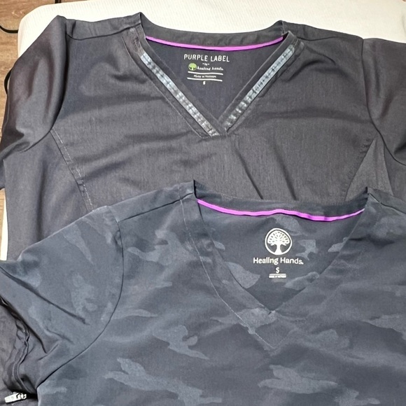 Lot of 2 Healing Hands Purple Label Yoga Grey Scrub Top Women’s Sz S Joy /Jasmin - Picture 13 of 13